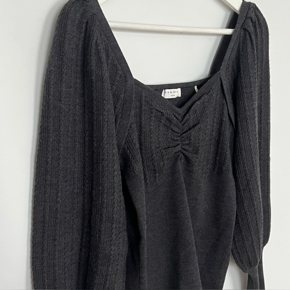 Sandro Paris Sweetheart Neck Wool Blend Cropped Knit Top Gray Medium - Picture 11 of 13